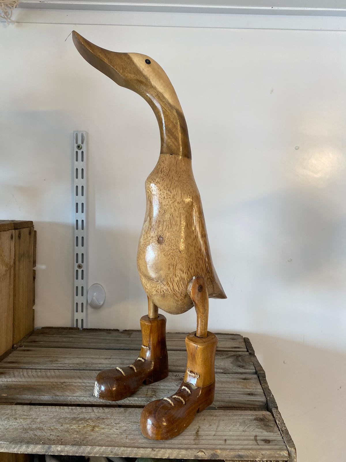 Wooden Duck Extra Large with Boots (Approx 45cm)