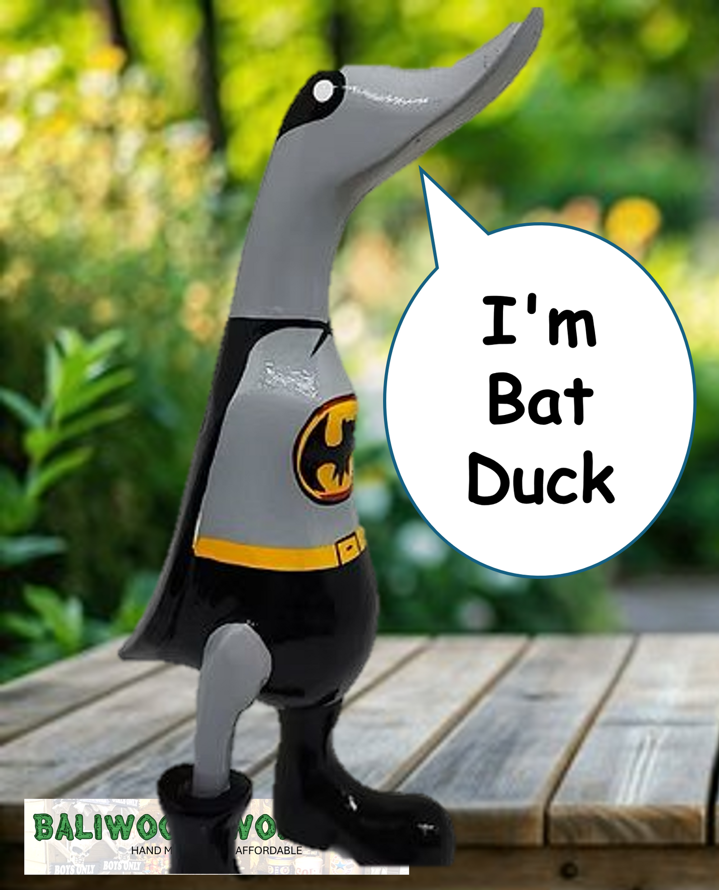 Wooden Duck Small Character - Bat Man Duck (Approx 25cm)