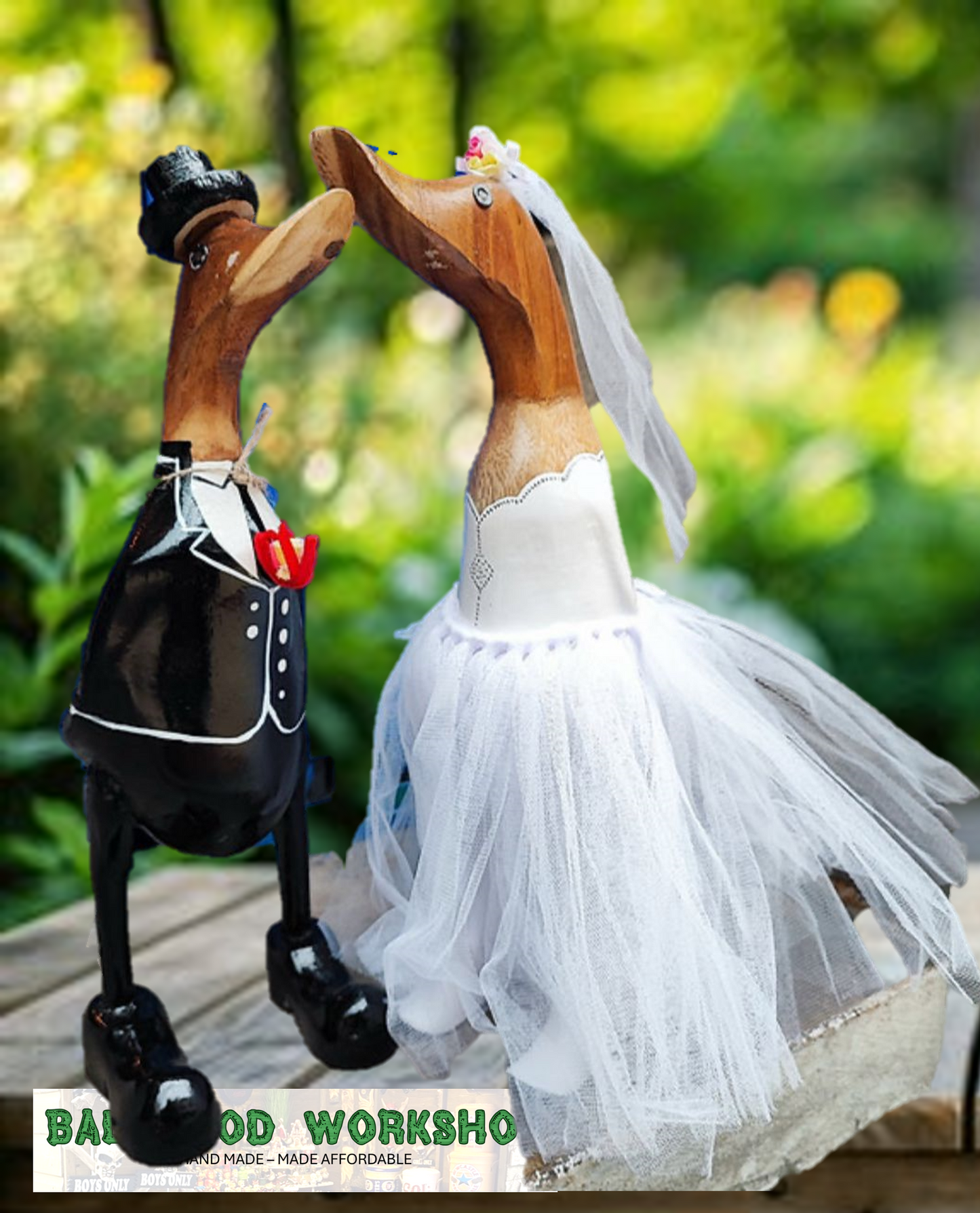 Wooden Duck Small Character - The Happy Couple (Approx 25cm)