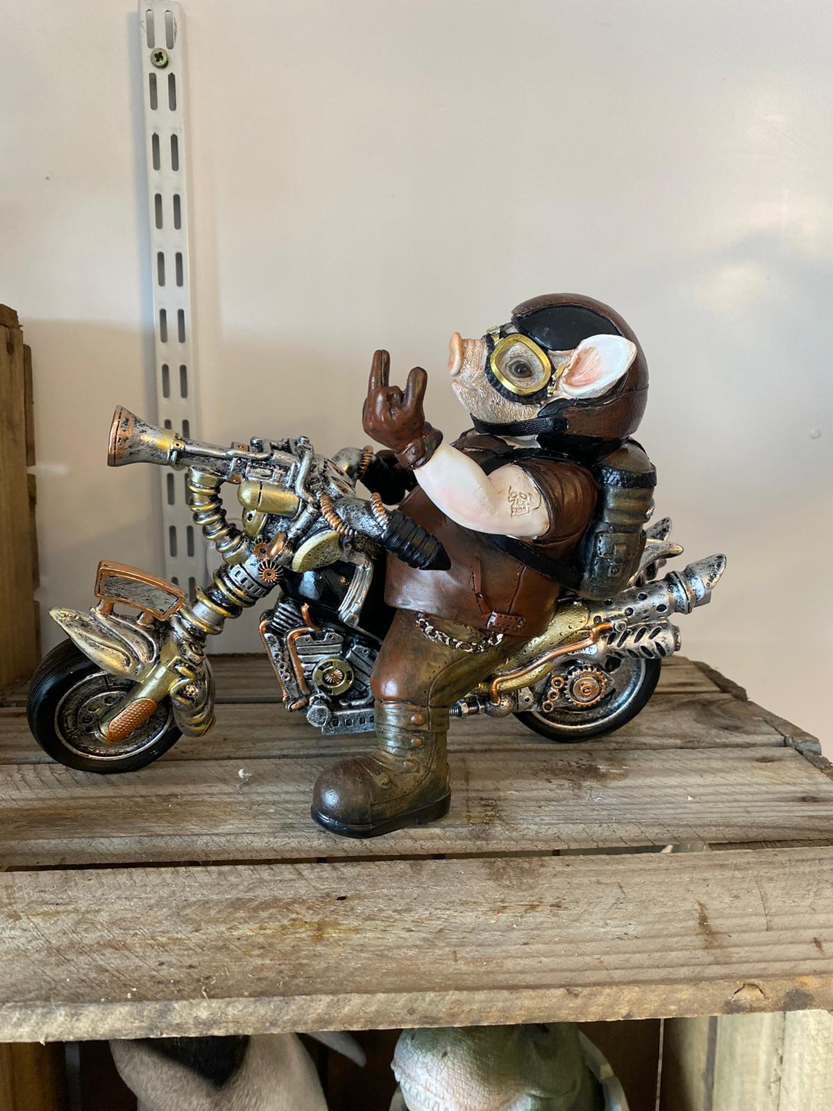 Cheeky Pig - Motorbike Sculpture