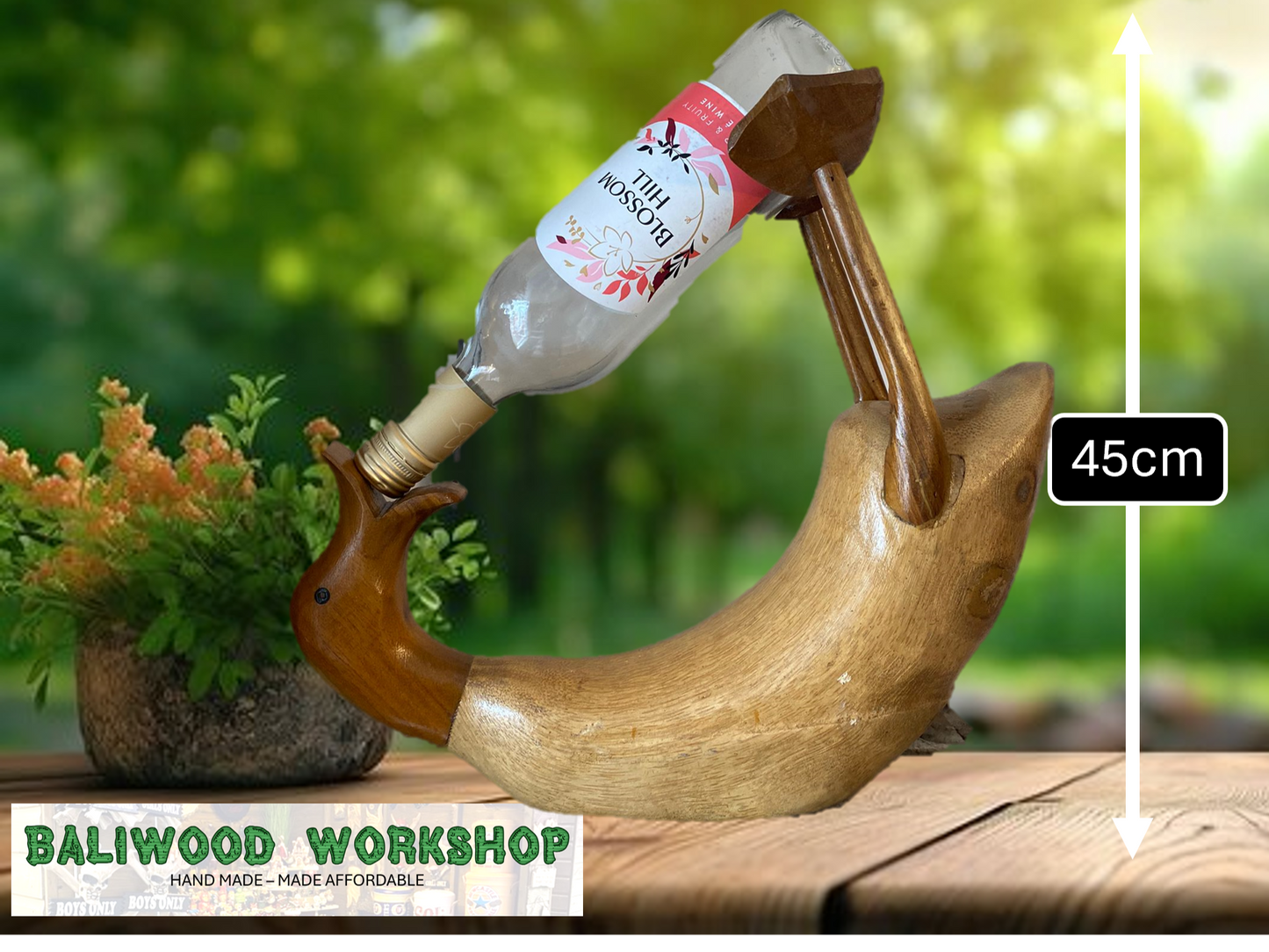 Wooden Duck Wine Bottle Holder Extra Large (Approx 45cm)