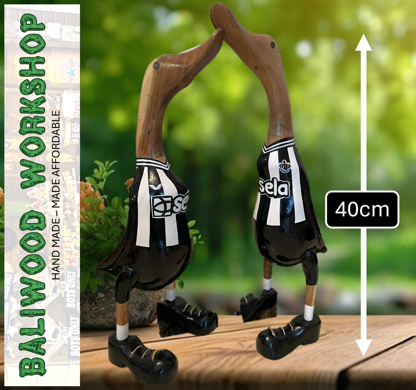 Football Fan - NUFC - Newcastle United Brown Ale Wooden Duck Extra Large with Boots (Approx 40cm)