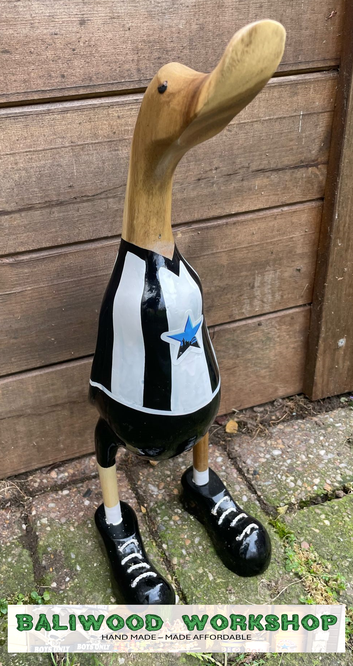Football Fan - NUFC - Newcastle United Blue Star Wooden Duck Extra Large with Boots (Approx 40cm)
