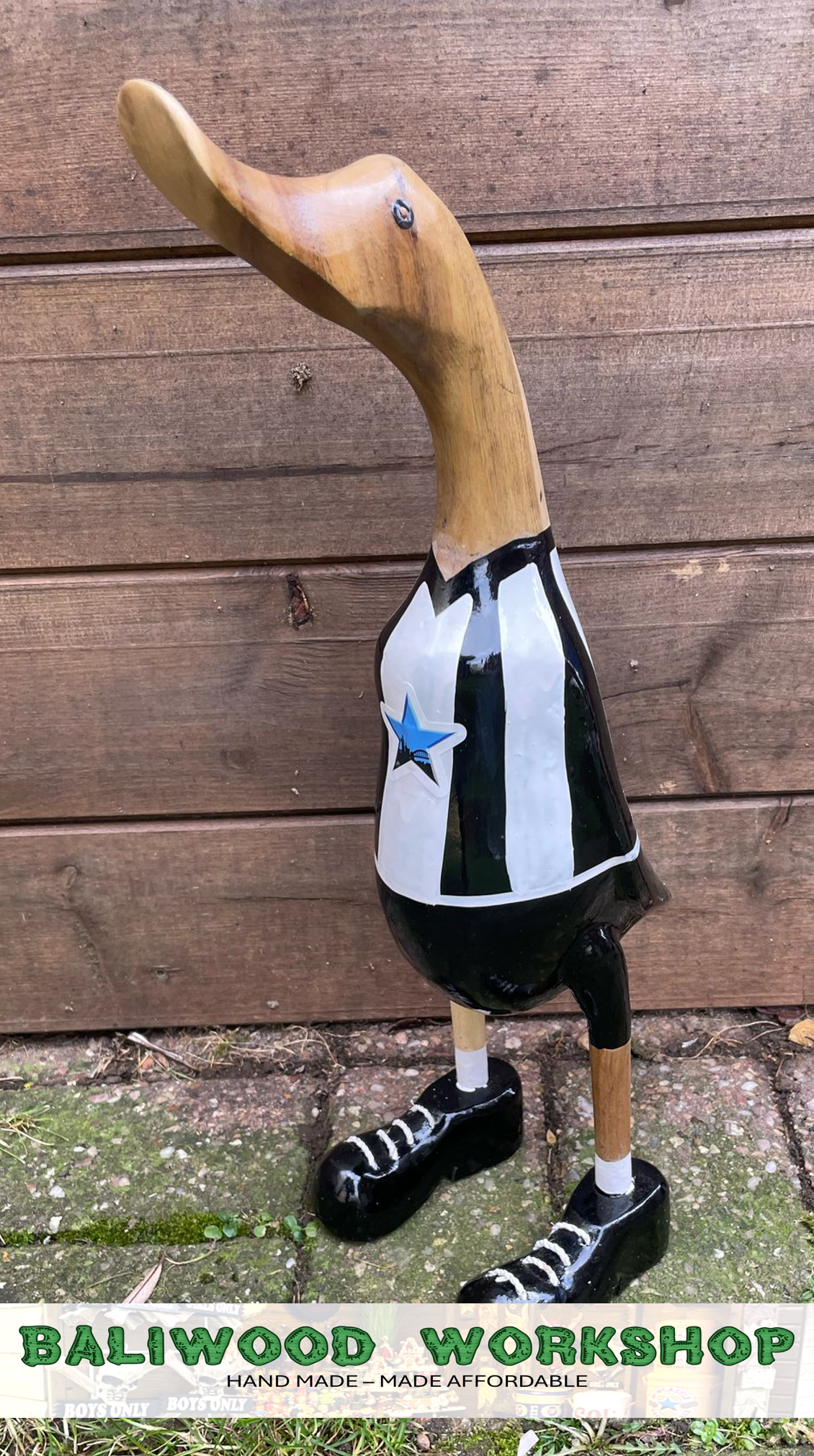 Football Fan - NUFC - Newcastle United Blue Star Wooden Duck Extra Large with Boots (Approx 40cm)