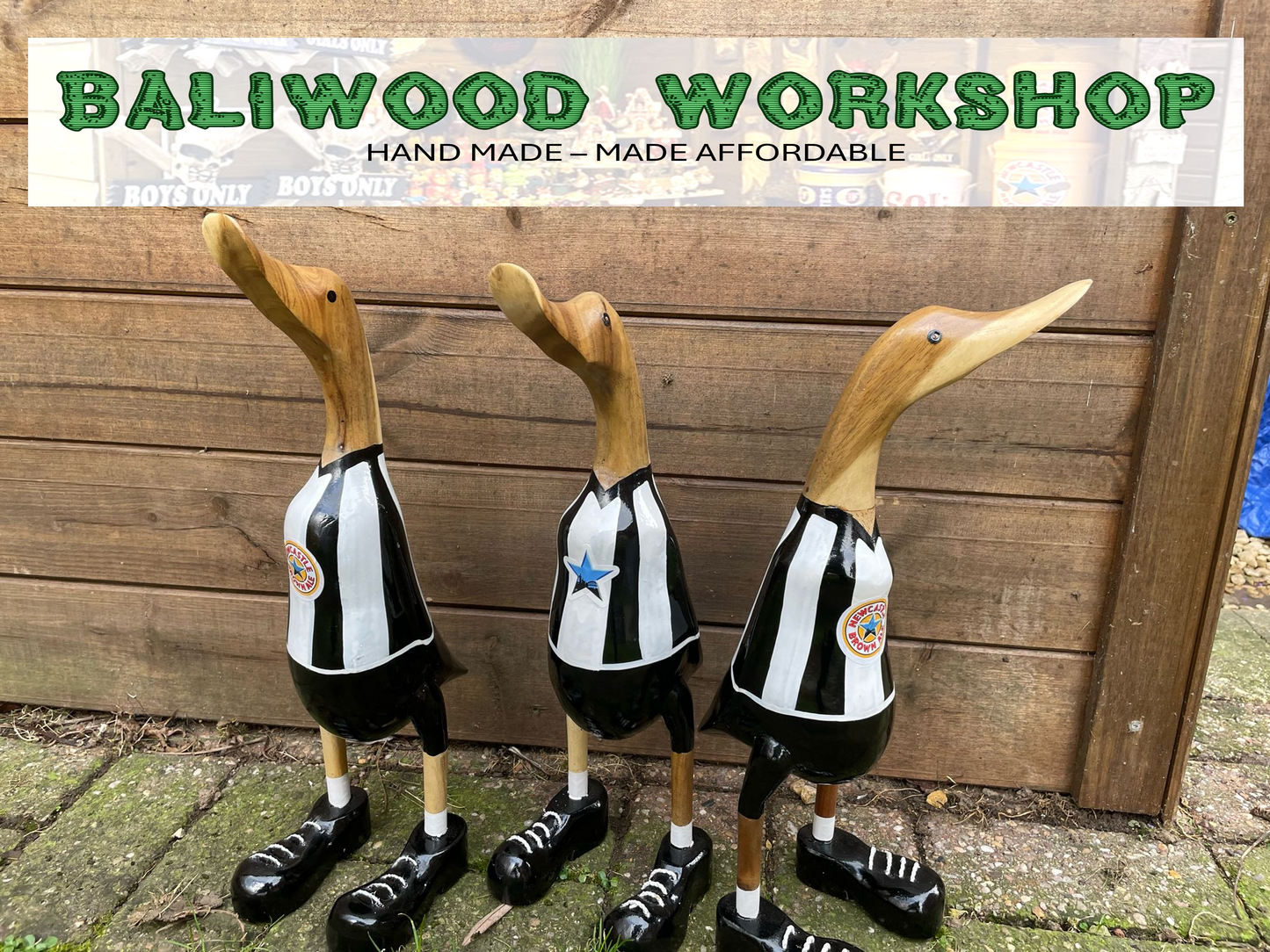 Football Fan - NUFC - Newcastle United Brown Ale Wooden Duck Extra Large with Boots (Approx 40cm)