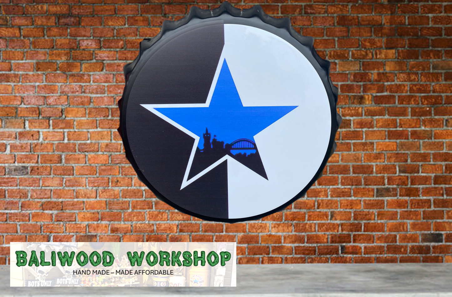 Newcastle Breweries Blue Star Huge Black and White bottle top