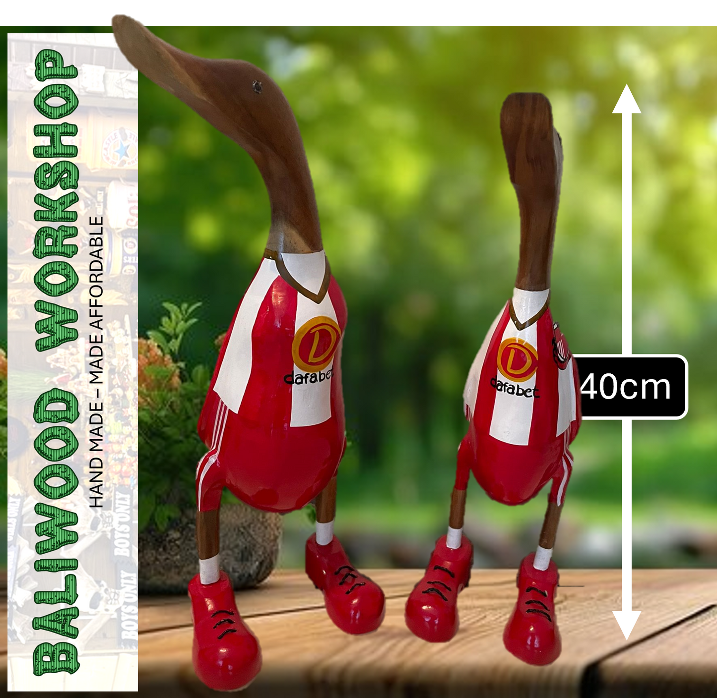 Football Fan - SAFC - Sunderland AFC Wooden Duck Extra Large with Boots (Approx 40cm)