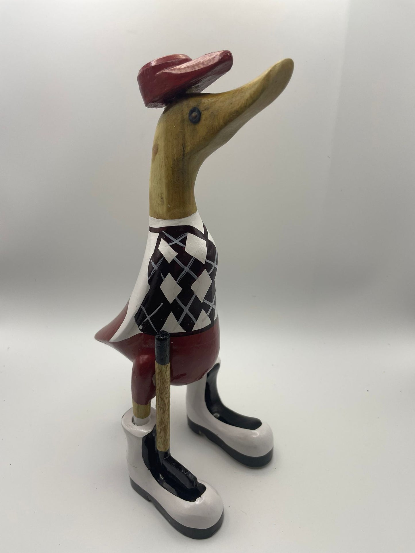 Wooden Duck Small Character - Golfer Duck (Approx 25cm)