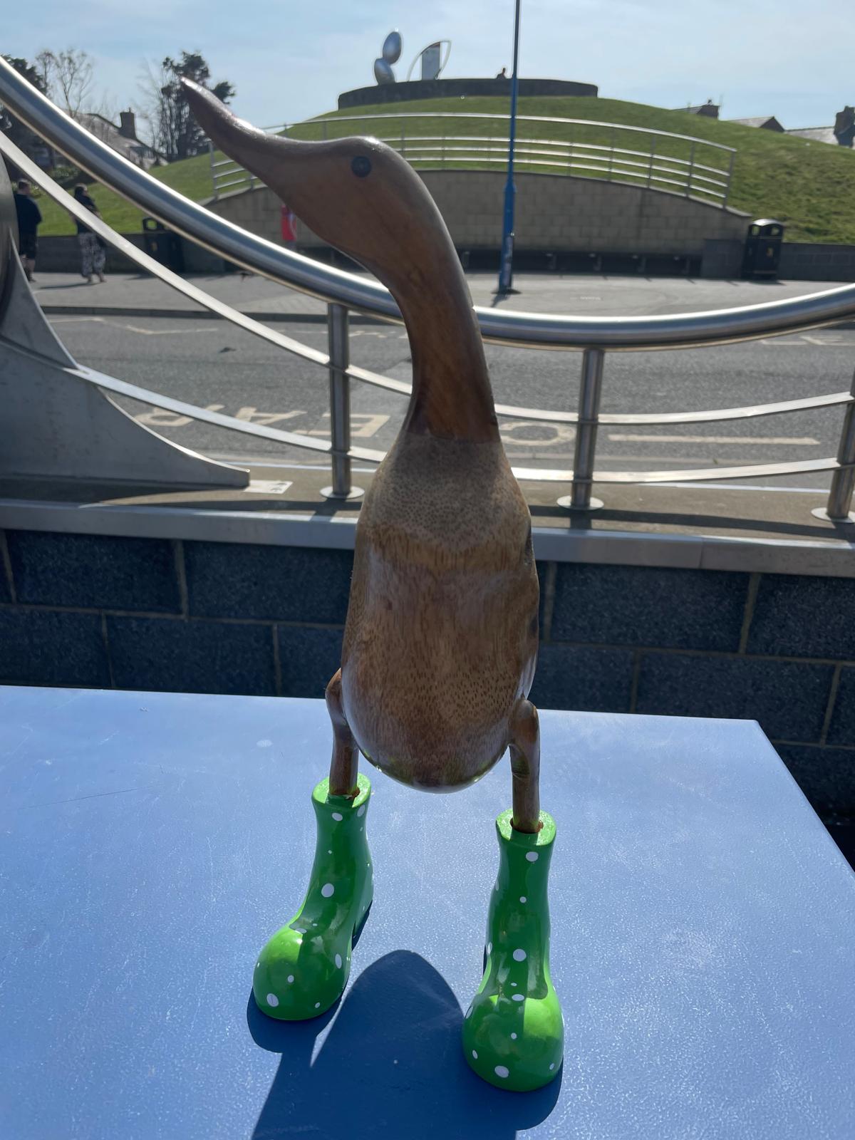 Wooden Duck Extra Large with Coloured Boots (Approx 40cm)