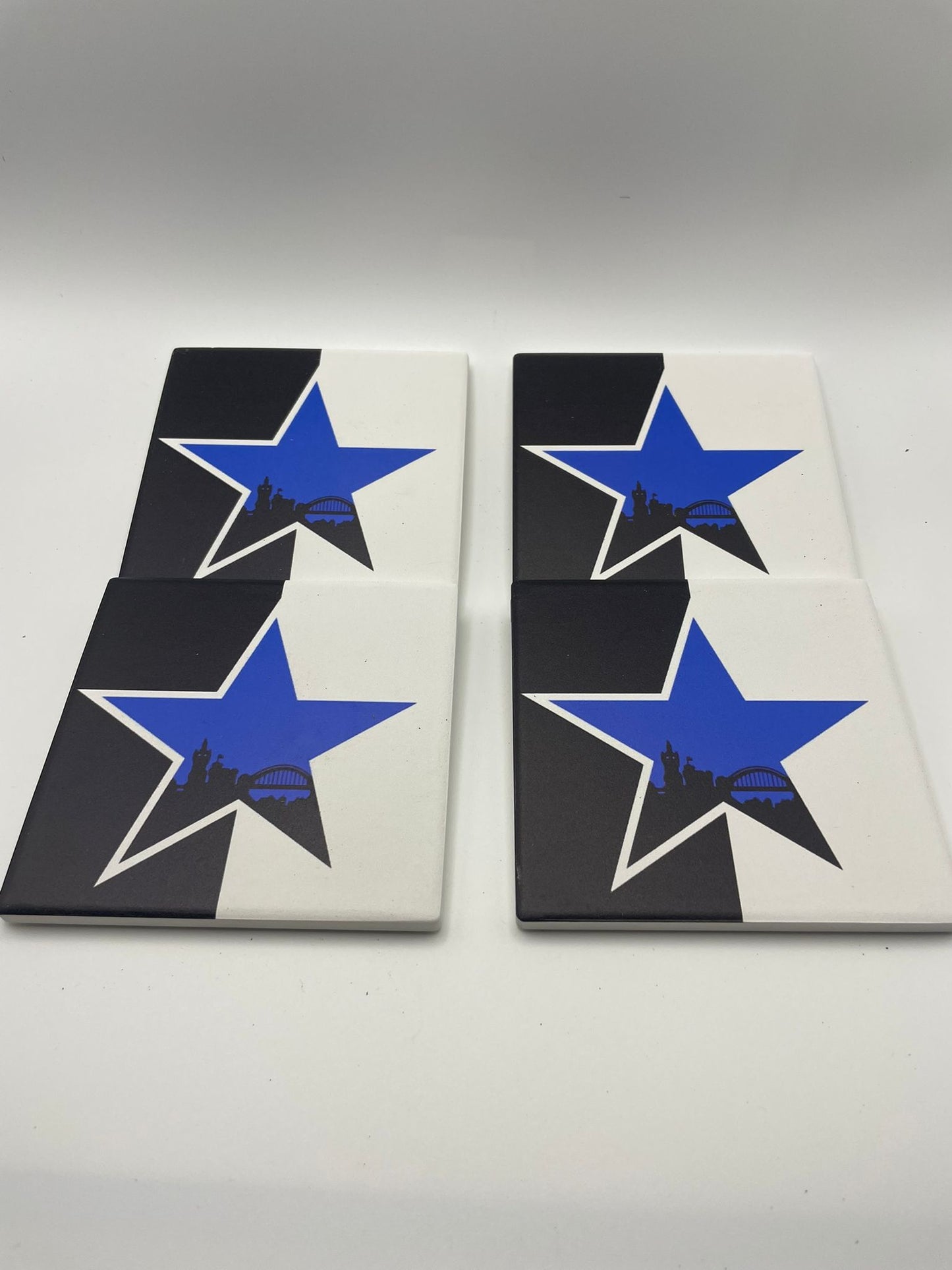 Newcastle Breweries Blue Star 4 x Ceramic Coasters with cork underlay
