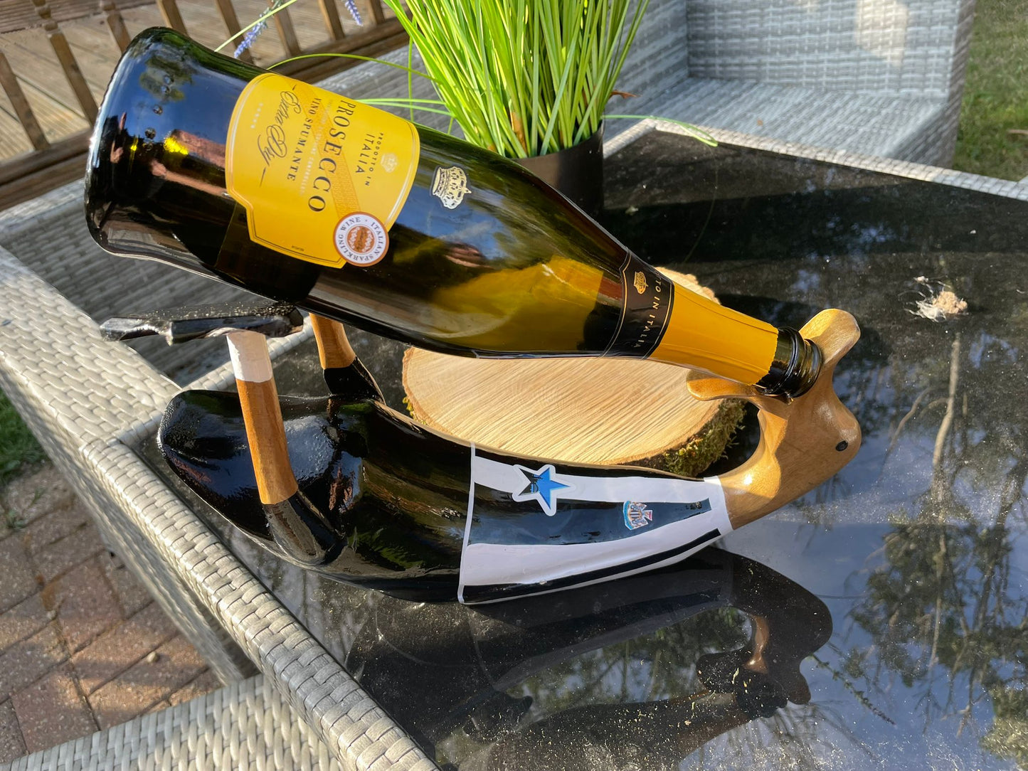 NUFC Wooden Duck Wine Bottle Holder Extra Large (Approx 42cm)