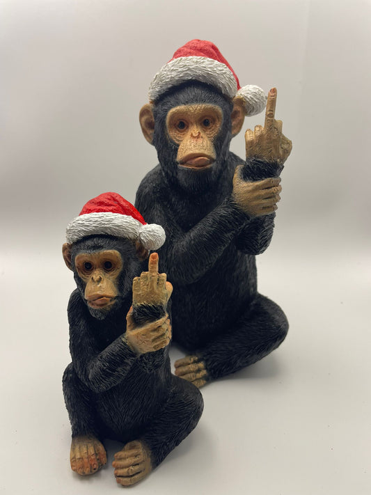 Chritsmas Santa Hat - Cheeky Monkey Resin Sculpture (Small and Medium)