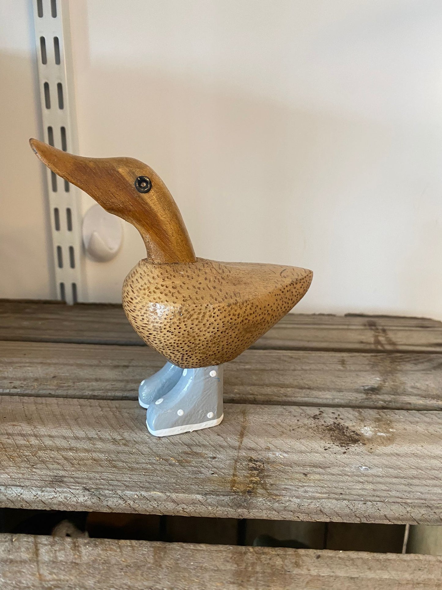 Wooden Duck with Boots (Approx 10cm)