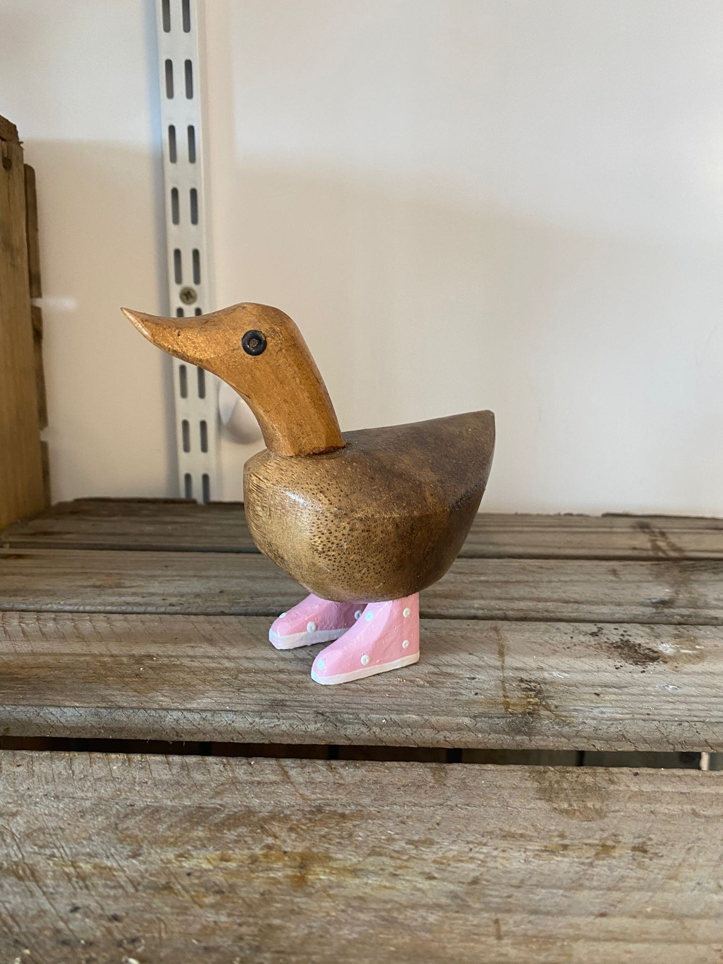 Wooden Duck with Boots (Approx 10cm)