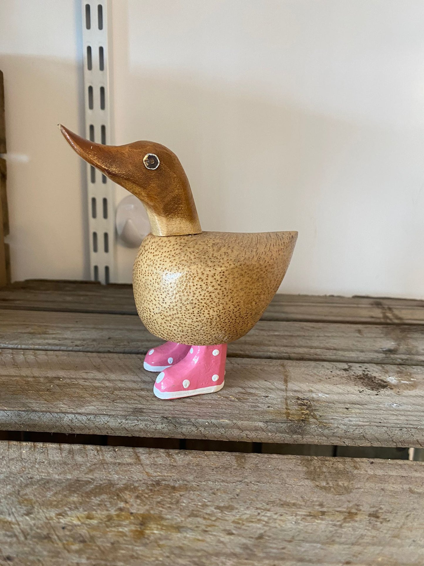 Wooden Duck with Boots (Approx 10cm)