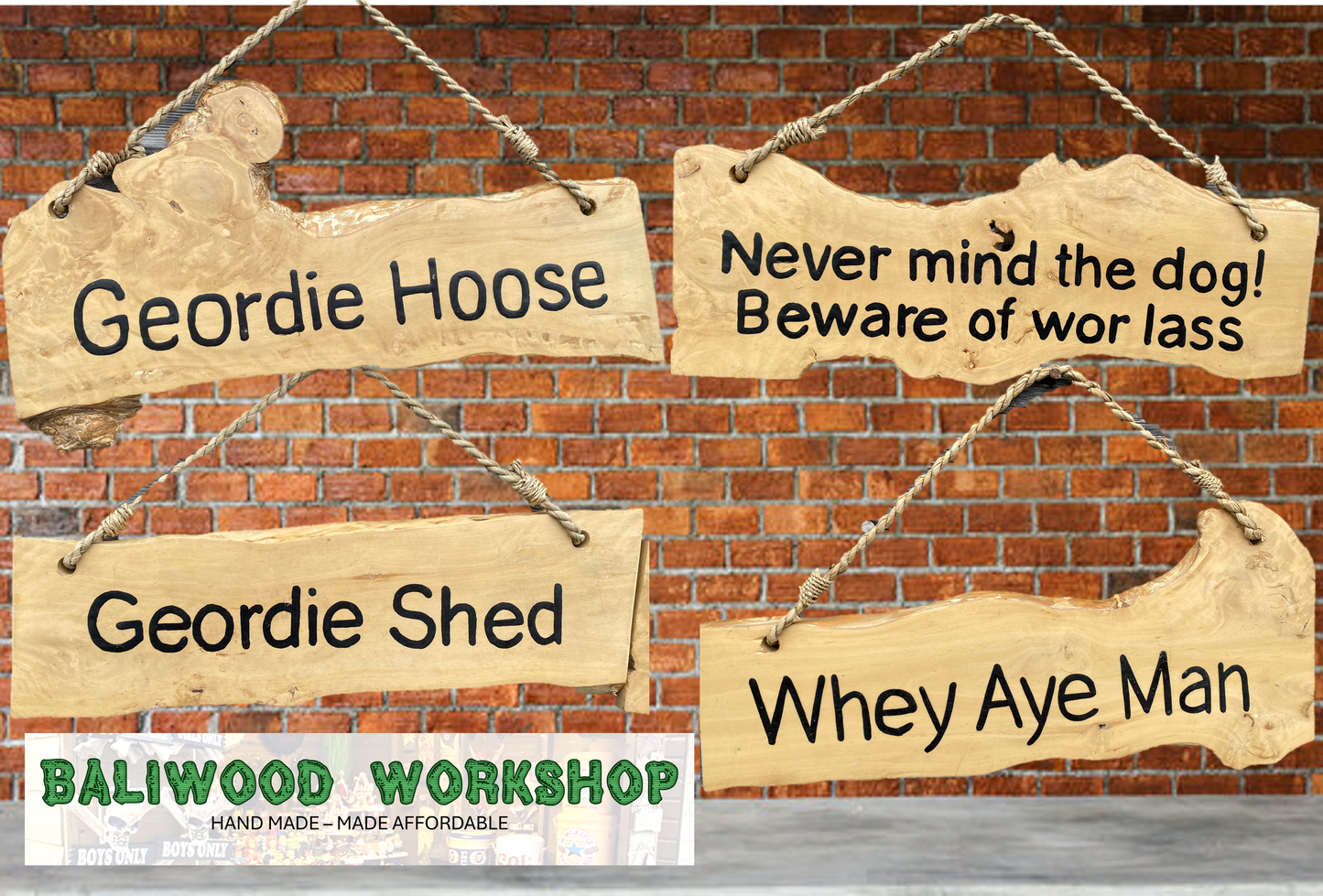 Coffee Wood Plaques - Geordie Slang