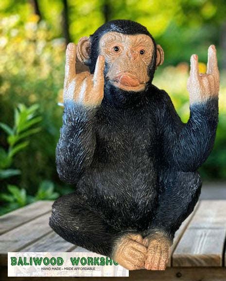 Cheeky Monkey Rock Devil Horns Hey