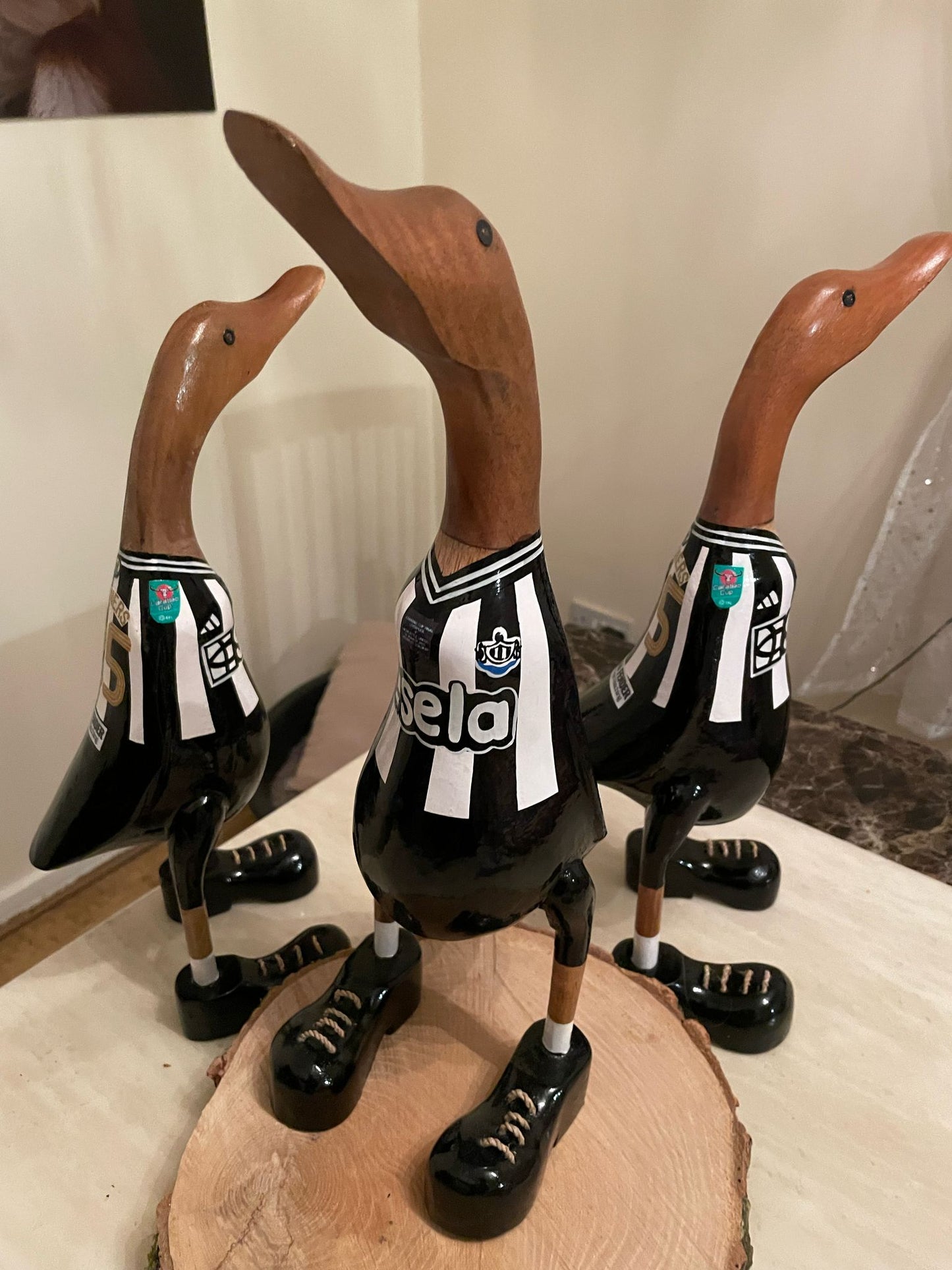 LIMITED EDITION - NUFC - Carabao Cup Winner 2025 Exclusive Newcastle United Sela Wooden Duck Extra Large with Boots (Approx 40cm)
