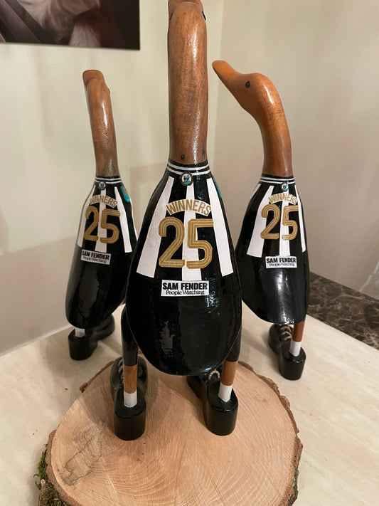LIMITED EDITION - NUFC - Carabao Cup Winner 2025 Exclusive Newcastle United Sela Wooden Duck Extra Large with Boots (Approx 40cm)