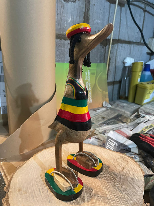 Wooden Duck Small Character - Rasta Duck (Approx 32cm)