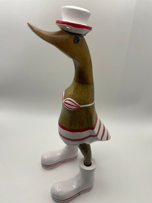 Wooden Duck Small Character - Golfer Female Duck (Approx 25cm)