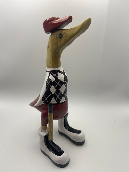 Wooden Duck Small Character - Golfer Duck (Approx 25cm)