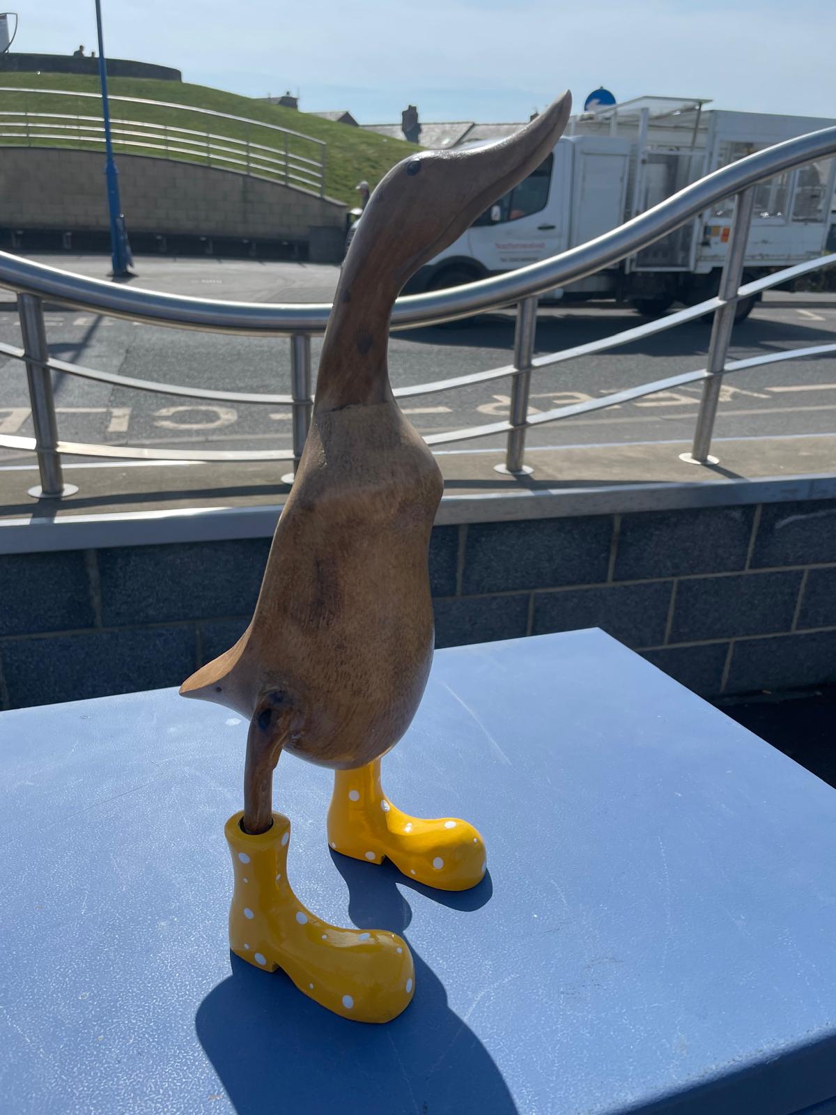 Wooden Duck Extra Large with Coloured Boots (Approx 40cm)