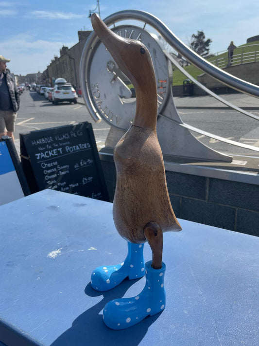 Wooden Duck Extra Large with Coloured Boots (Approx 40cm)