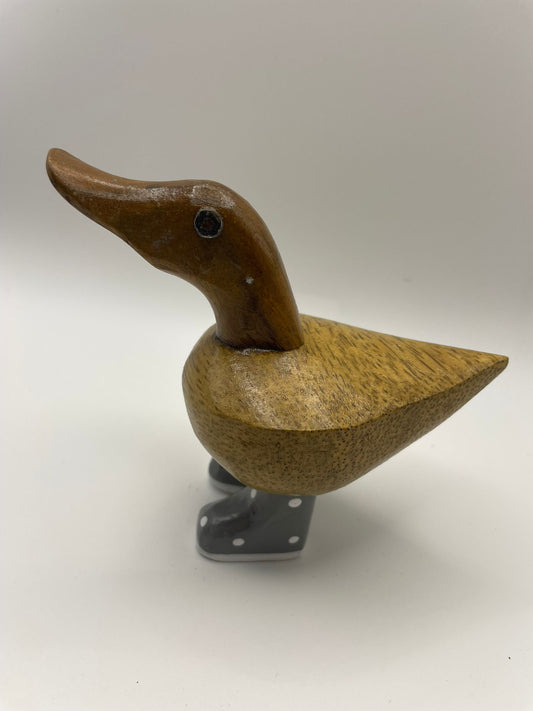 Wooden Duck with Boots (Approx 10cm)