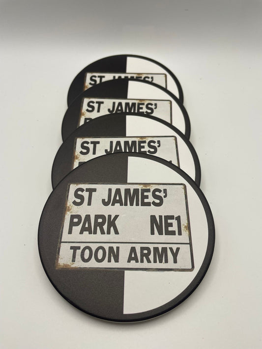 St James Park NE1 Toon Army 4 x Ceramic Coasters with cork underlay