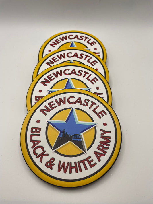 Newcastle Breweries Brown Ale Black and White Army 4 x Ceramic Coasters with cork underlay