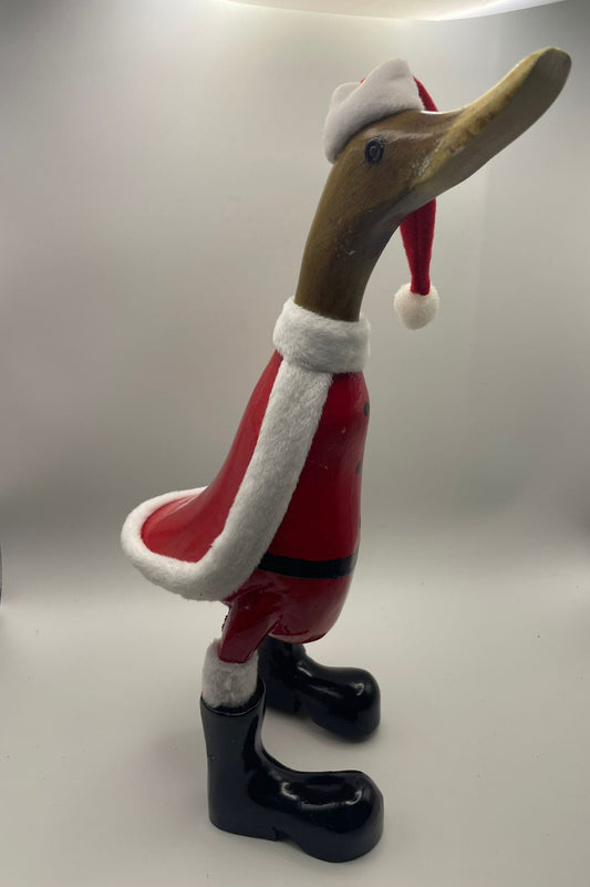 Wooden Duck Large Character - Santa Duck (Approx 35cm)